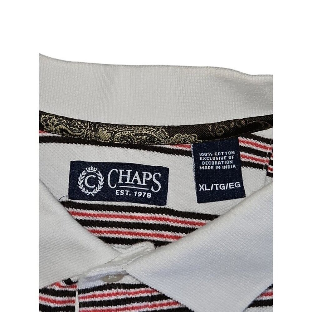 Chaps Men's White Striped Polo Size XL - Picture 2 of 7